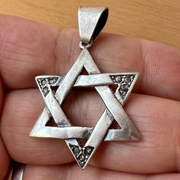 ANTIQUE VINTAGE ARTISAN 925 SS ORNATE DESIGN MAGEN DAVID STAR OF DAVID PENDANT
